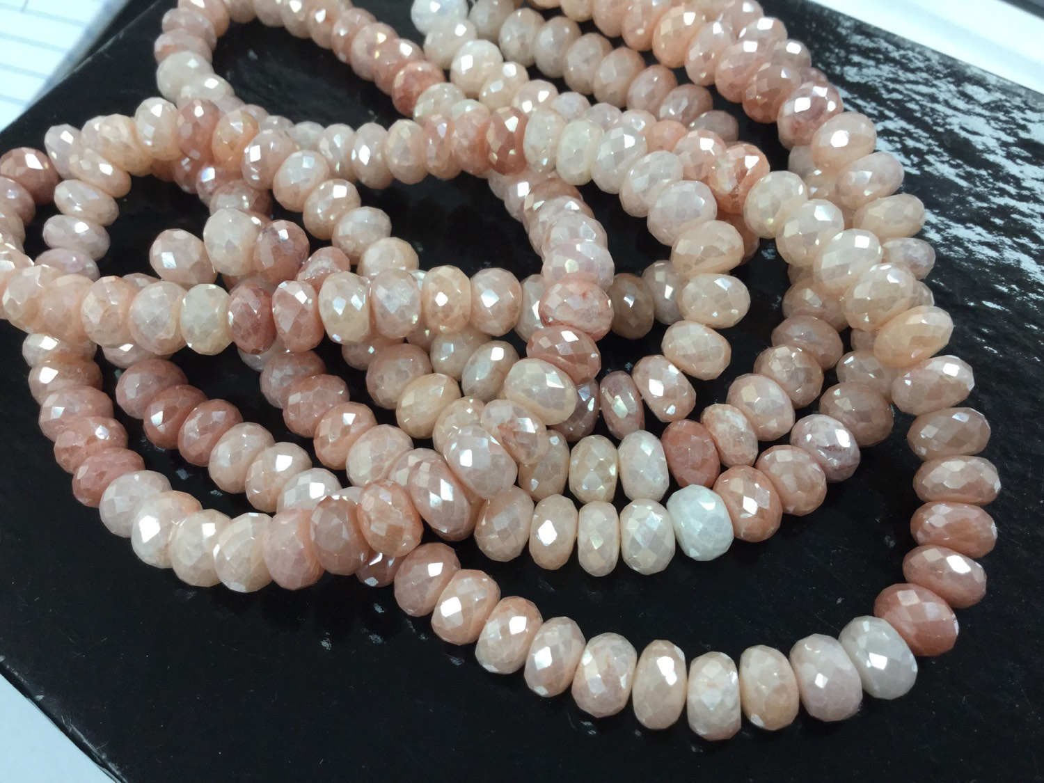Coated Moonstone Rondelles Faceted