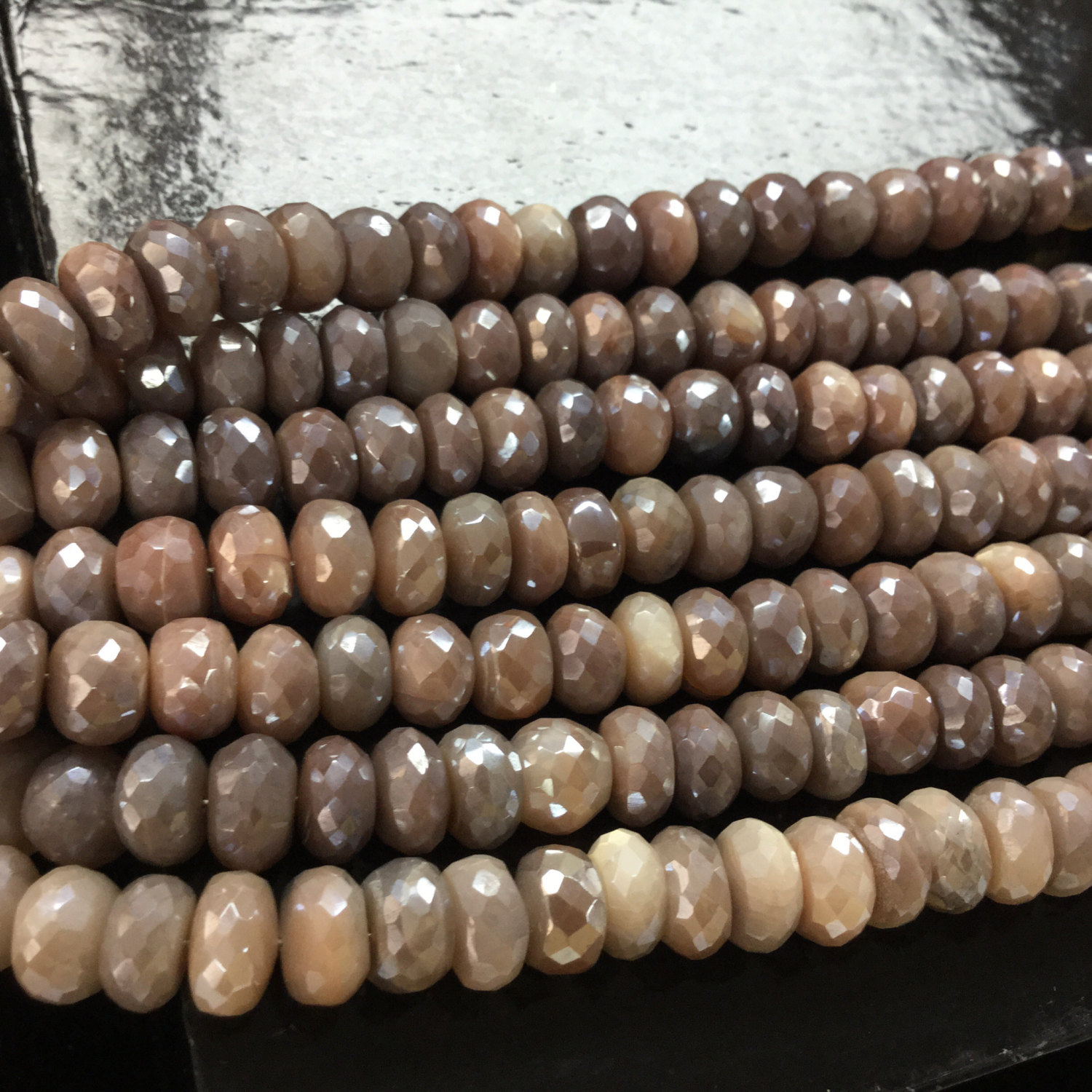 Coated Moonstone Rondelles Faceted