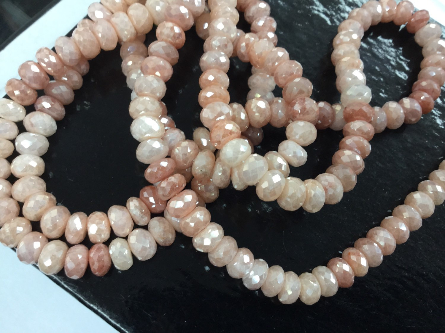 Coated Moonstone Rondelles Faceted