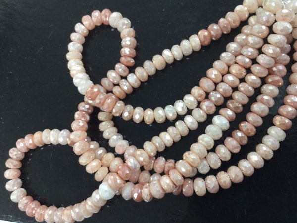 Coated Moonstone Rondelles Faceted