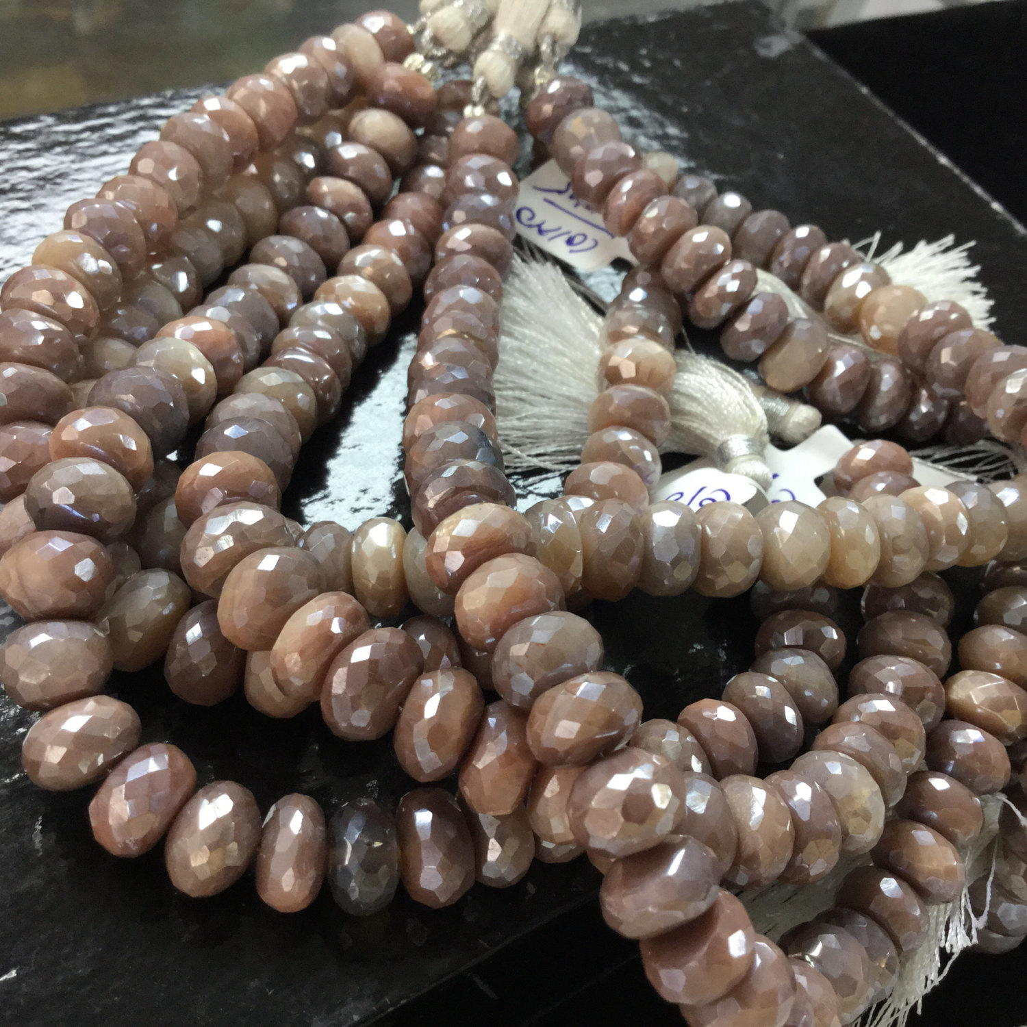 Coated Moonstone Rondelles Faceted