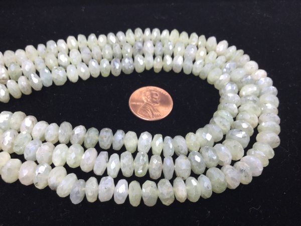 Coated Prehnite Rondelles Faceted