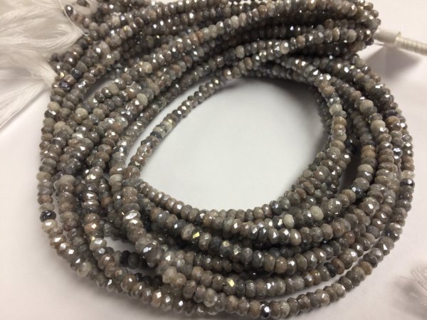 Coated Silver Moonstone Rondelles Faceted