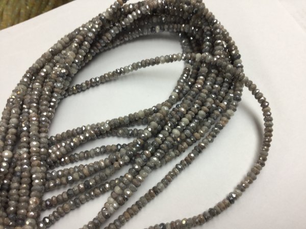 Coated Silver Moonstone Rondelles Faceted