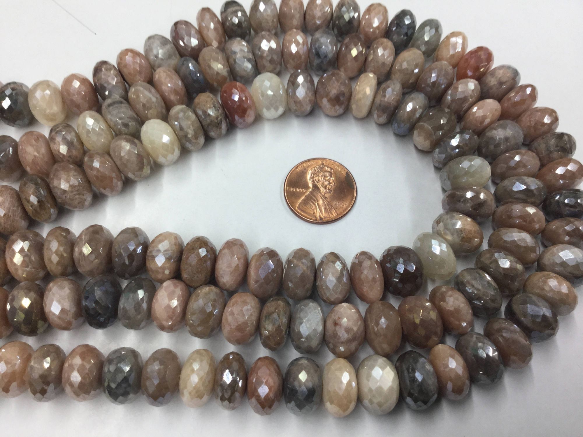 Cream-Brown Silverite Rondelles Faceted