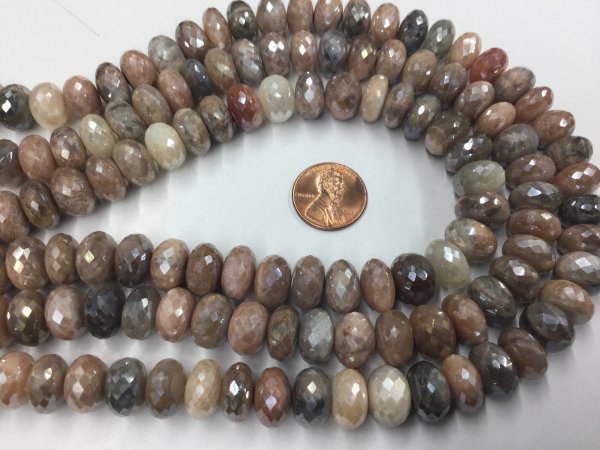 Cream-Brown Silverite Rondelles Faceted