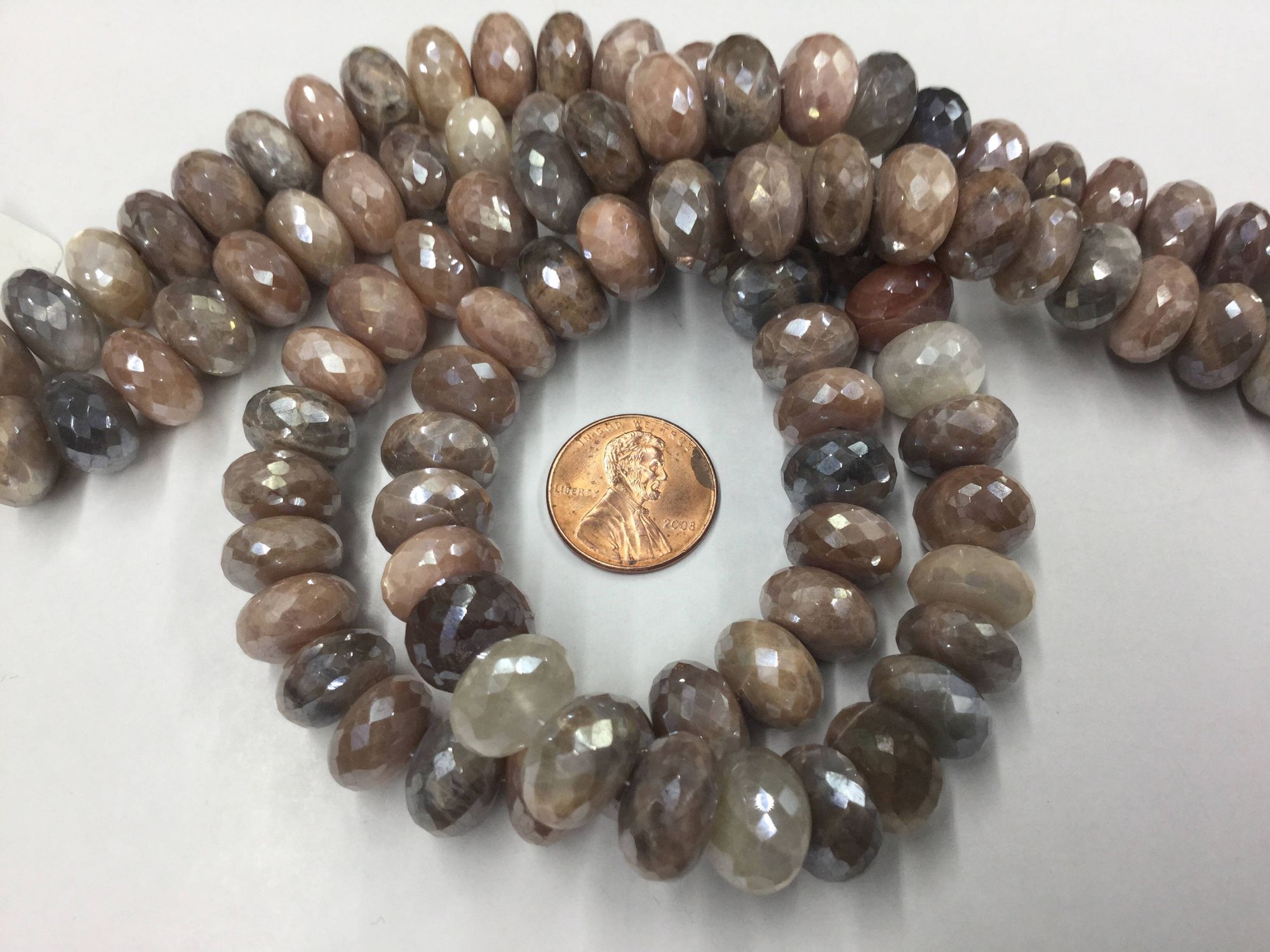 Cream-Brown Silverite Rondelles Faceted