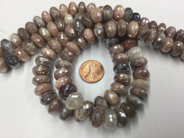 Cream-Brown Silverite Rondelles Faceted