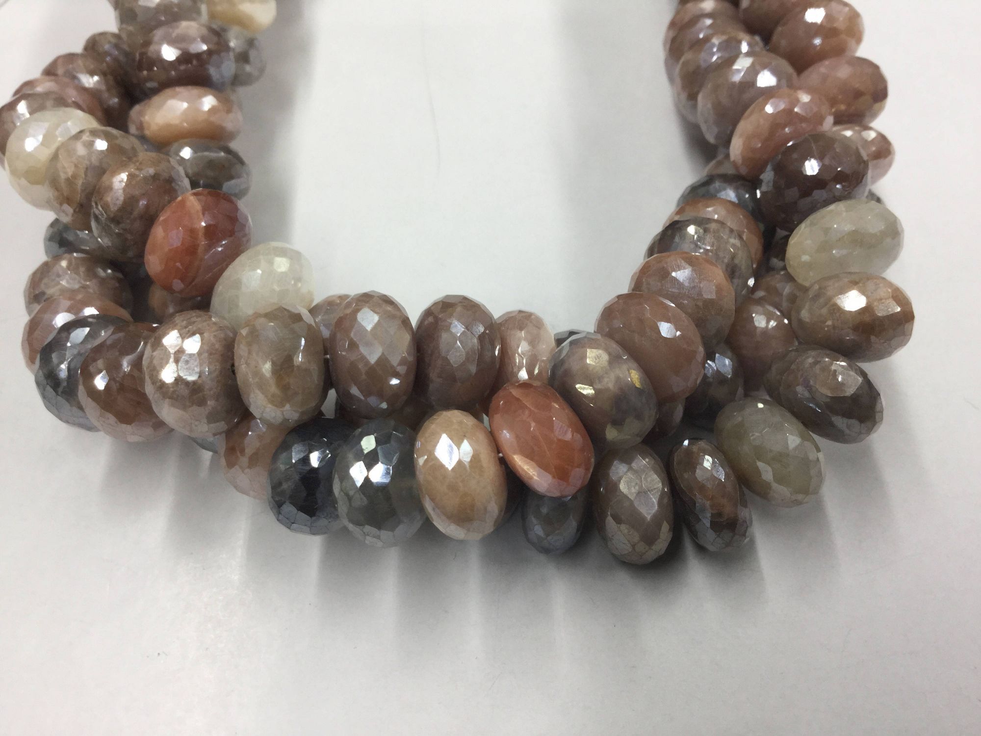 Cream-Brown Silverite Rondelles Faceted