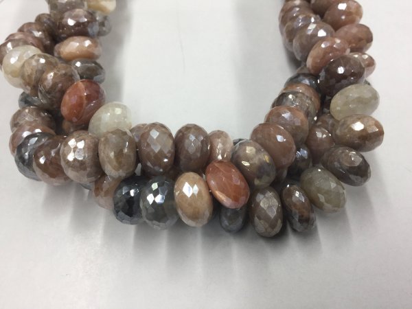 Cream-Brown Silverite Rondelles Faceted
