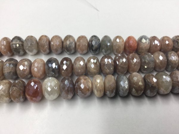 Cream-Brown Silverite Rondelles Faceted