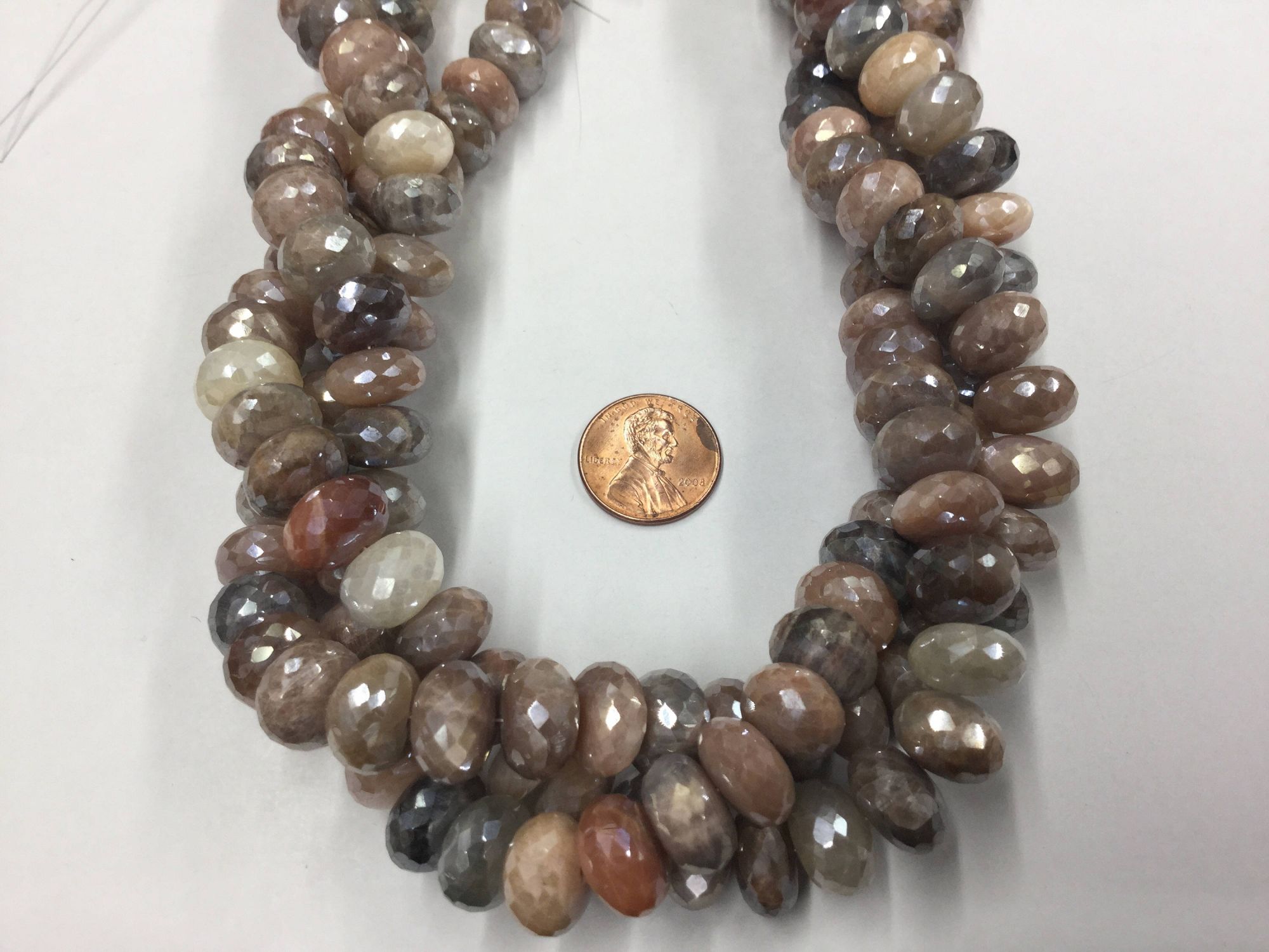 Cream-Brown Silverite Rondelles Faceted