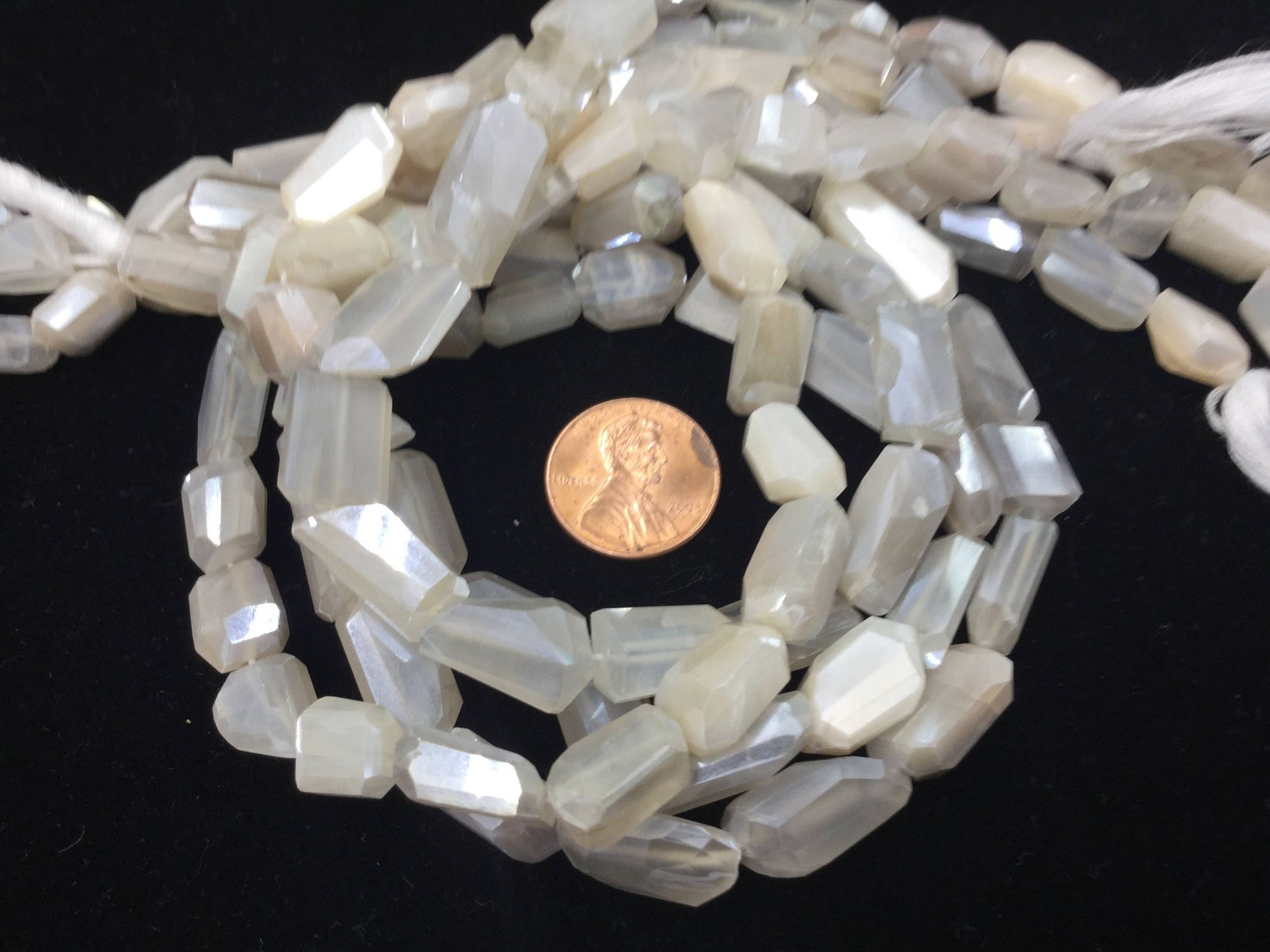 Cream Moonstone Nuggets Faceted