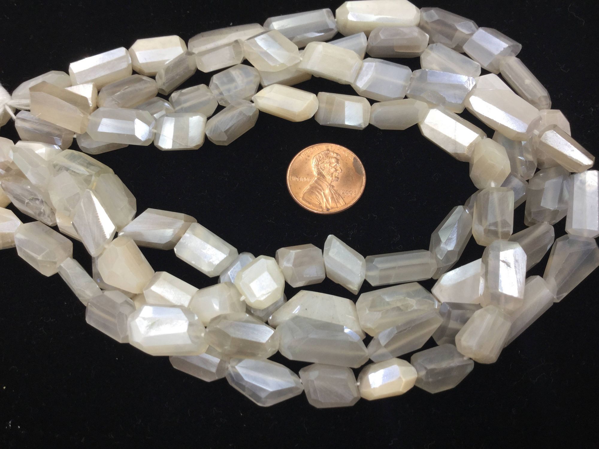 Cream Moonstone Nuggets Faceted