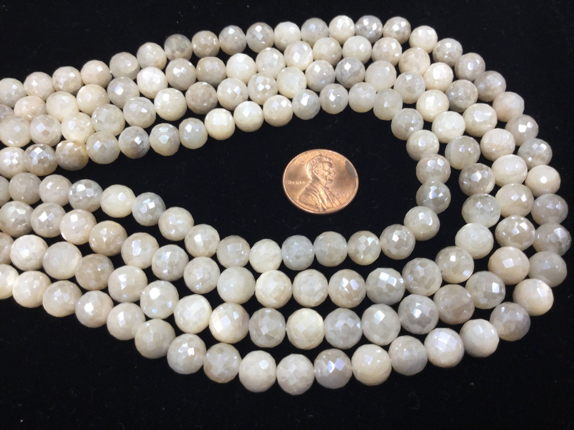 Cream Moonstone Rounds Faceted