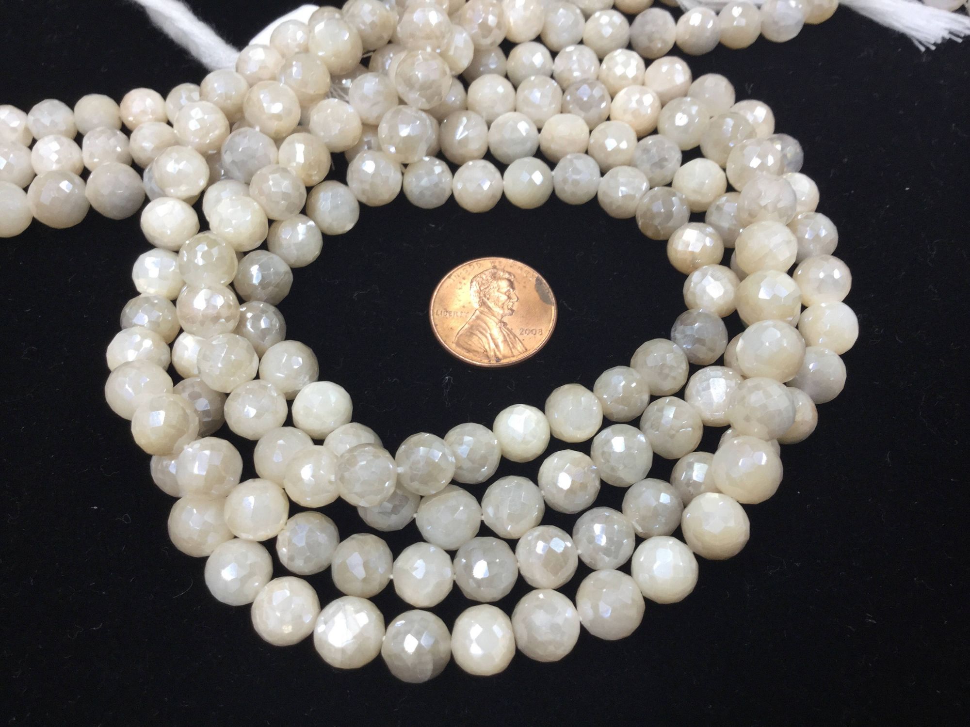 Cream Moonstone Rounds Faceted