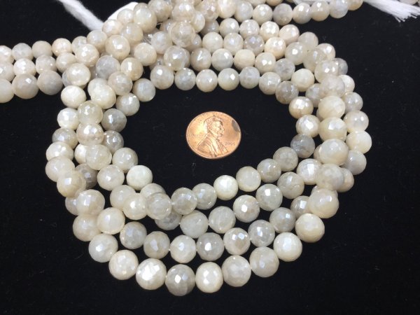 Cream Moonstone Rounds Faceted