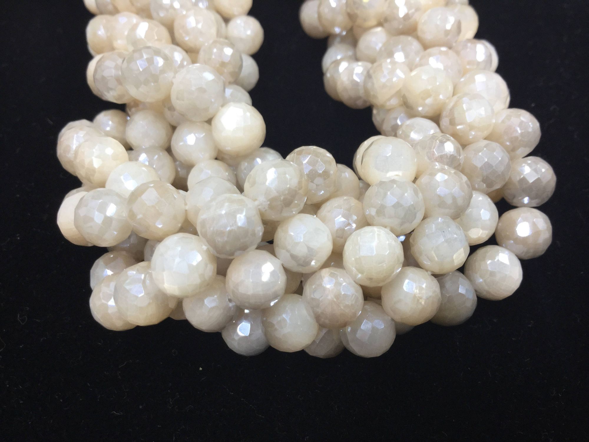Cream Moonstone Rounds Faceted