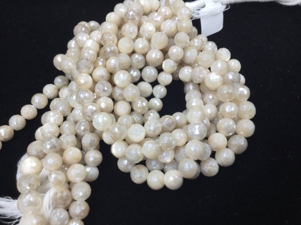 Cream Moonstone Rounds Faceted