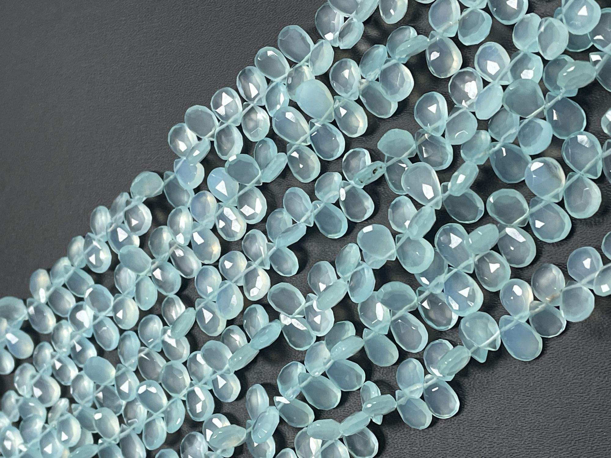 Aqua Chalcedony Pear Faceted