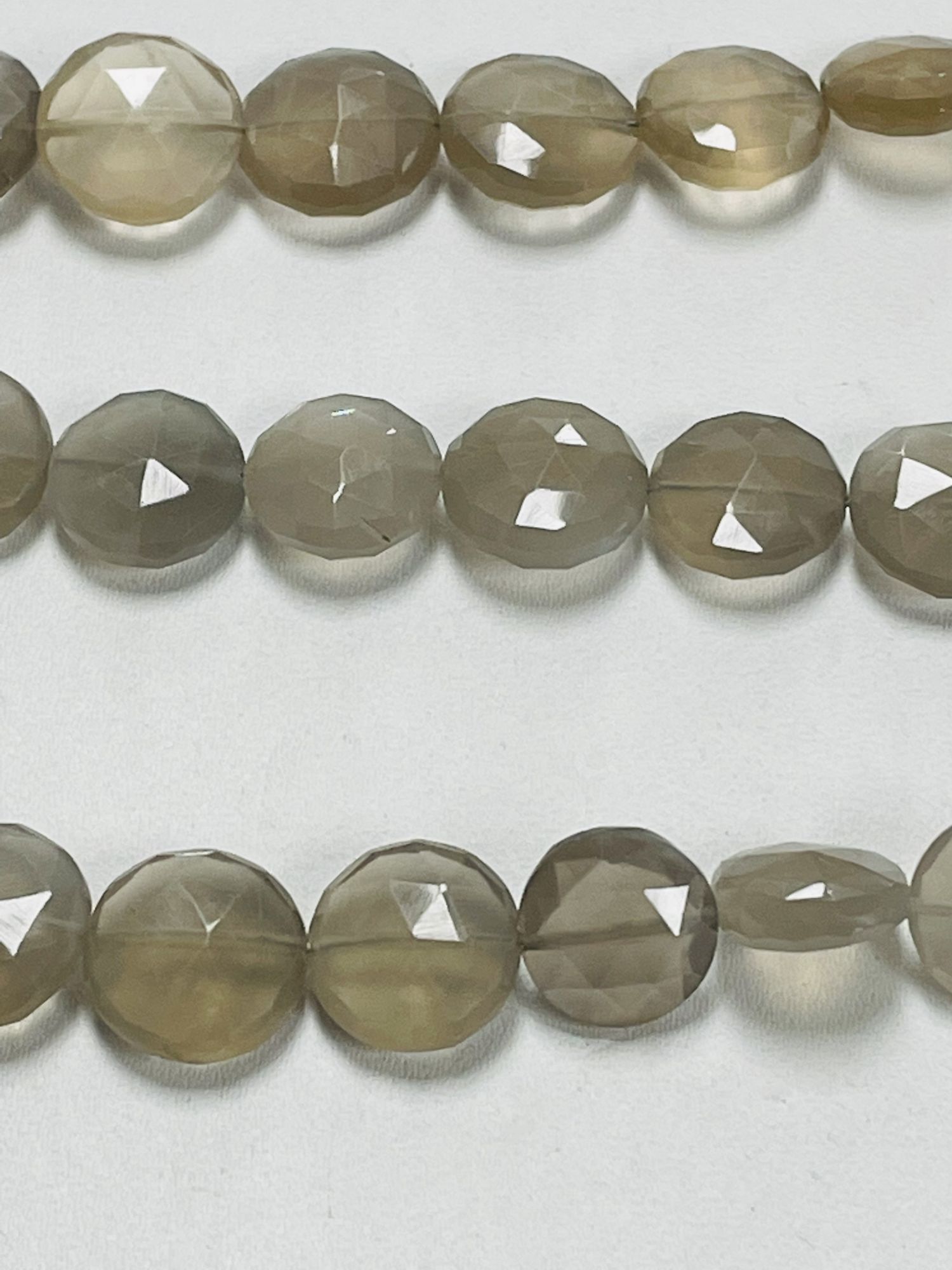 Grey Chalcedony Coin Faceted