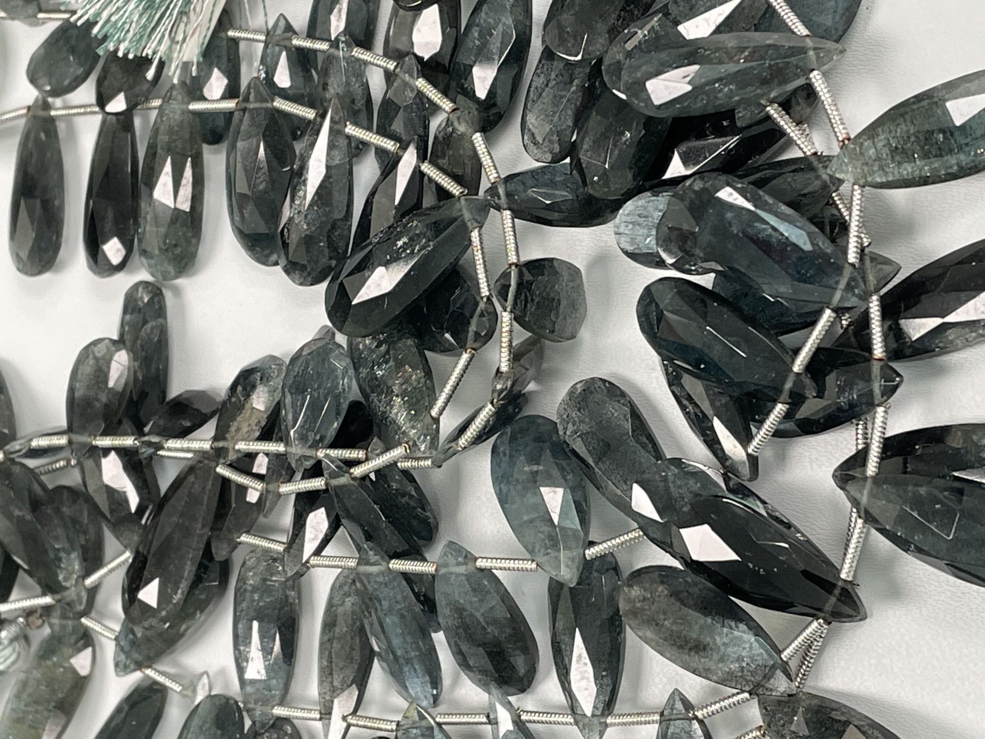 Moss Aquamarine Long Pear Faceted