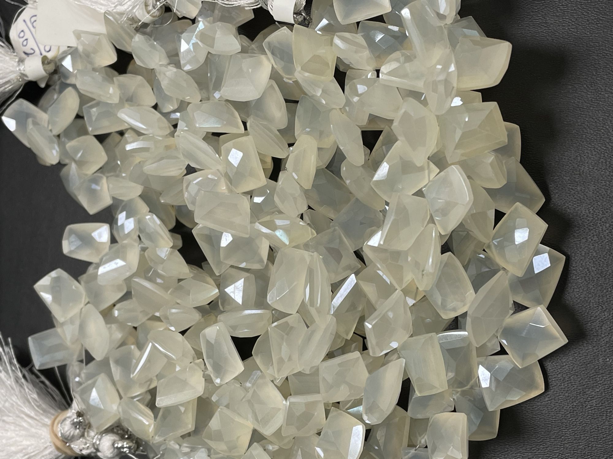 Coated Pearl White Chalcedony Funky Cut Faceted