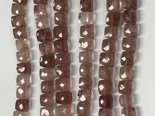 Strawberry Quartz Cubes Faceted