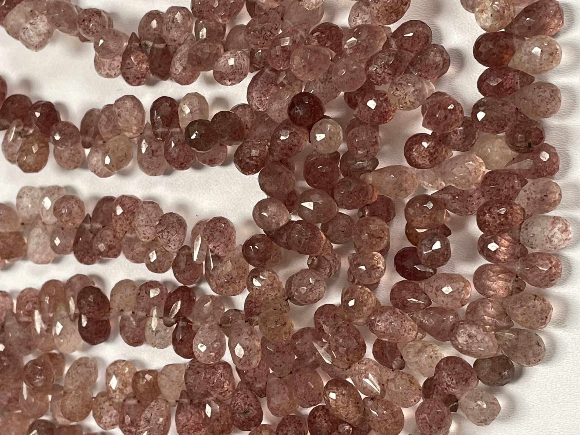 Pink Strawberry Quartz Drop Faceted