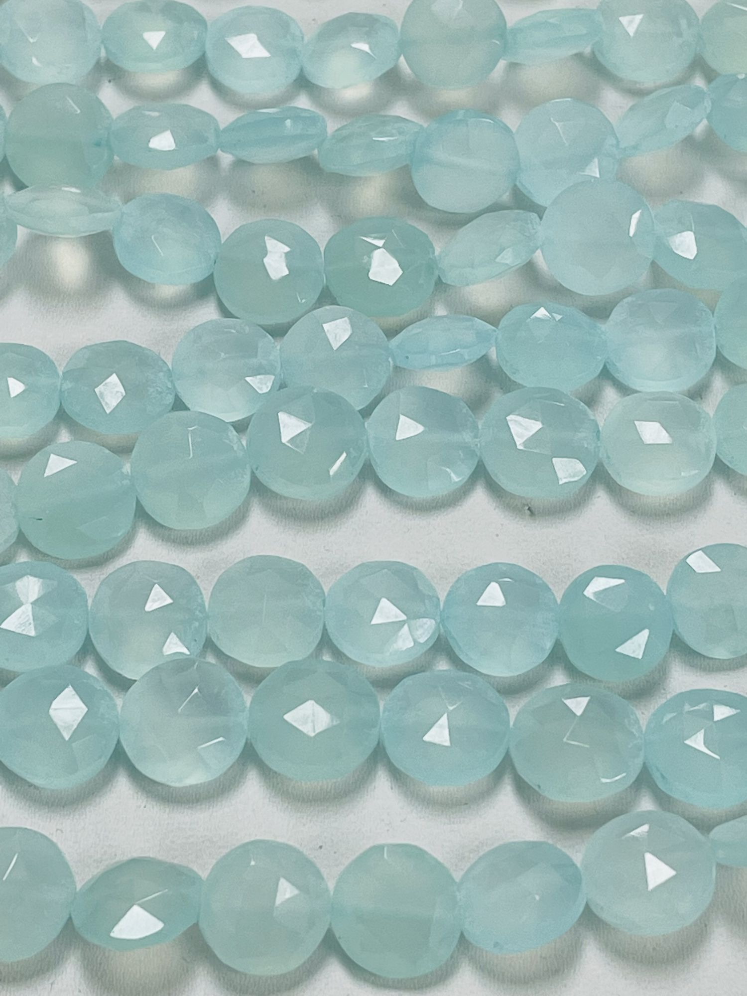 Aqua Chalcedony Coin Faceted