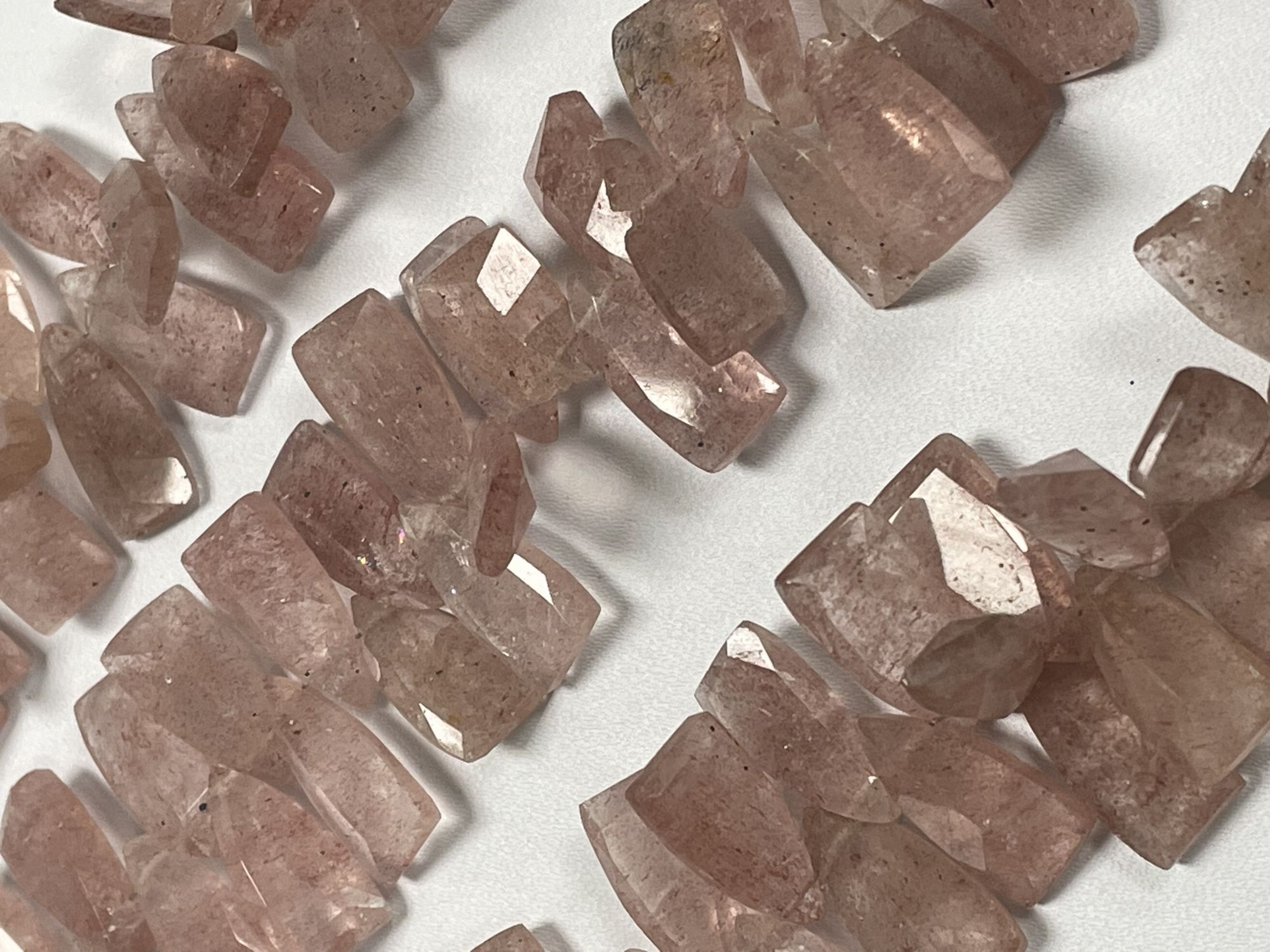 Pink Strawberry Quartz Fan Cut Faceted