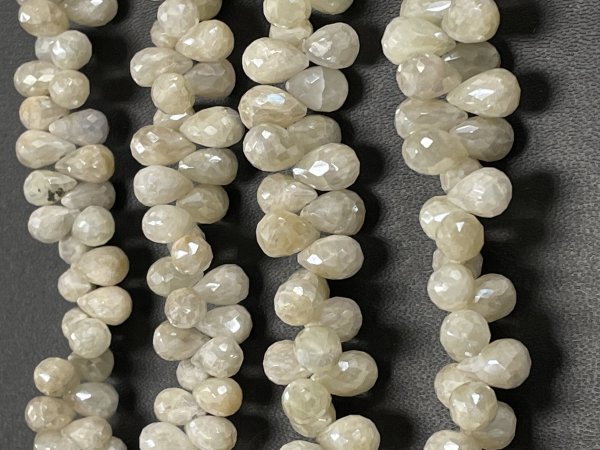Pearl White Silverite Drop Faceted