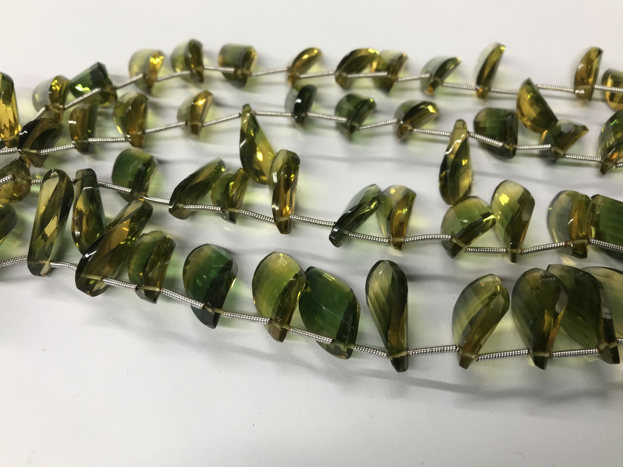Olive Green Twisted Leaf Faceted