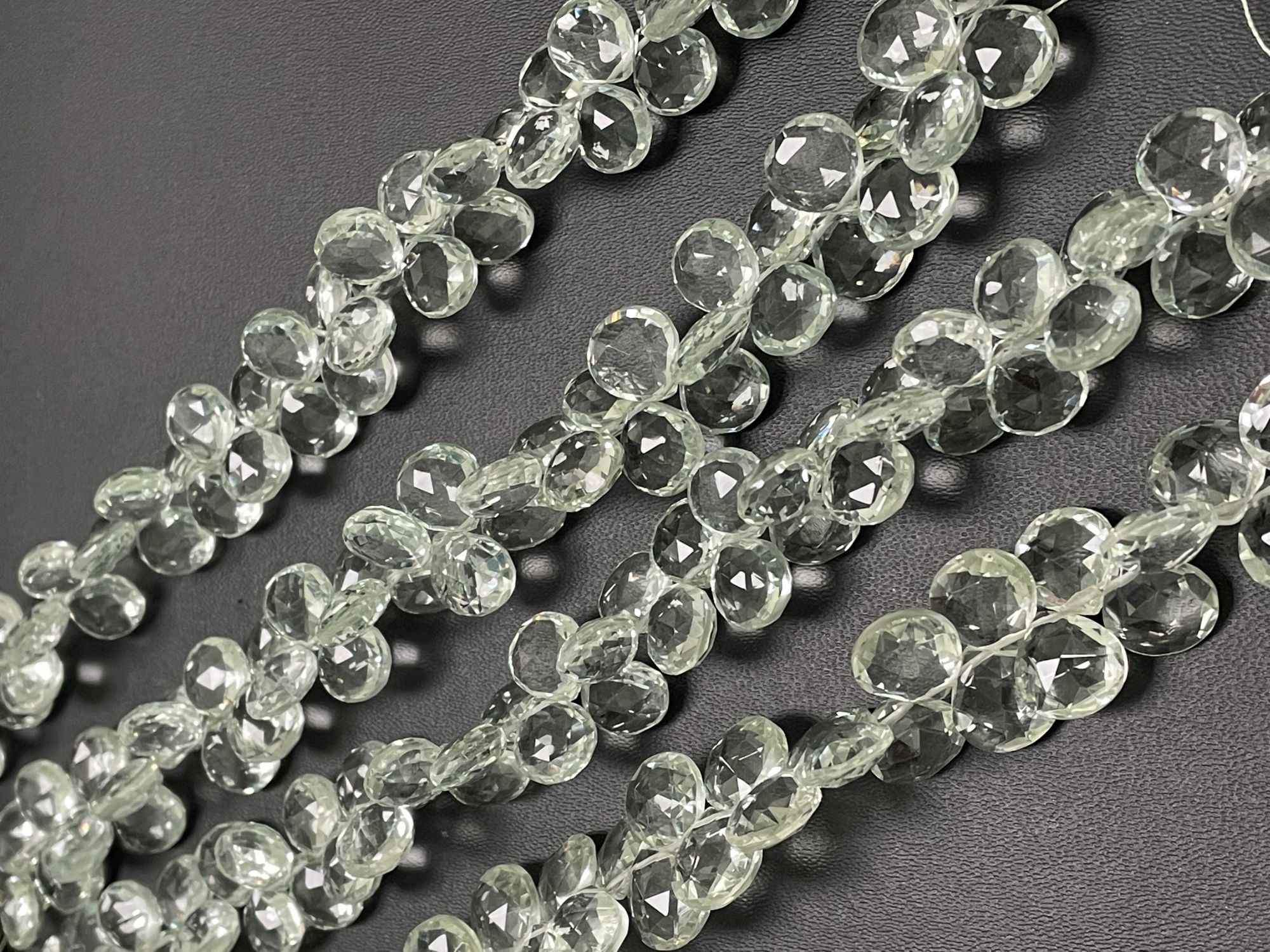 Green Amethyst Hearts Faceted