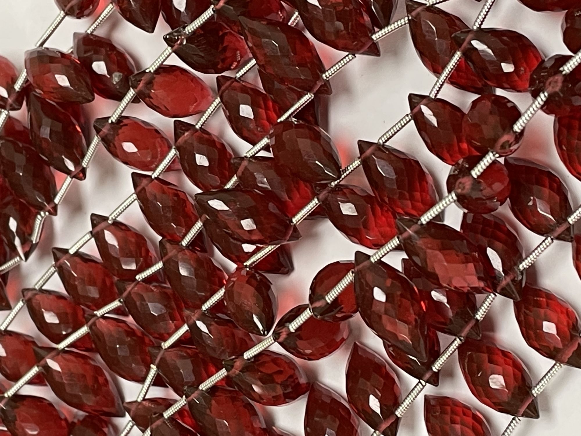 Red Hydro Quartz Puff Marquise Faceted