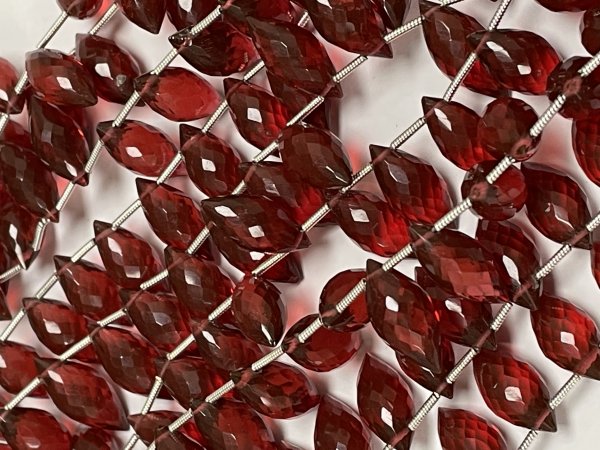 Red Hydro Quartz Puff Marquise Faceted
