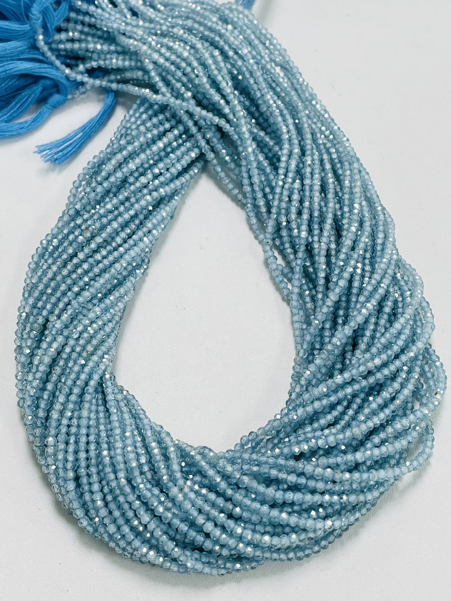 Natural Blue Zircon Rondelle Faceted