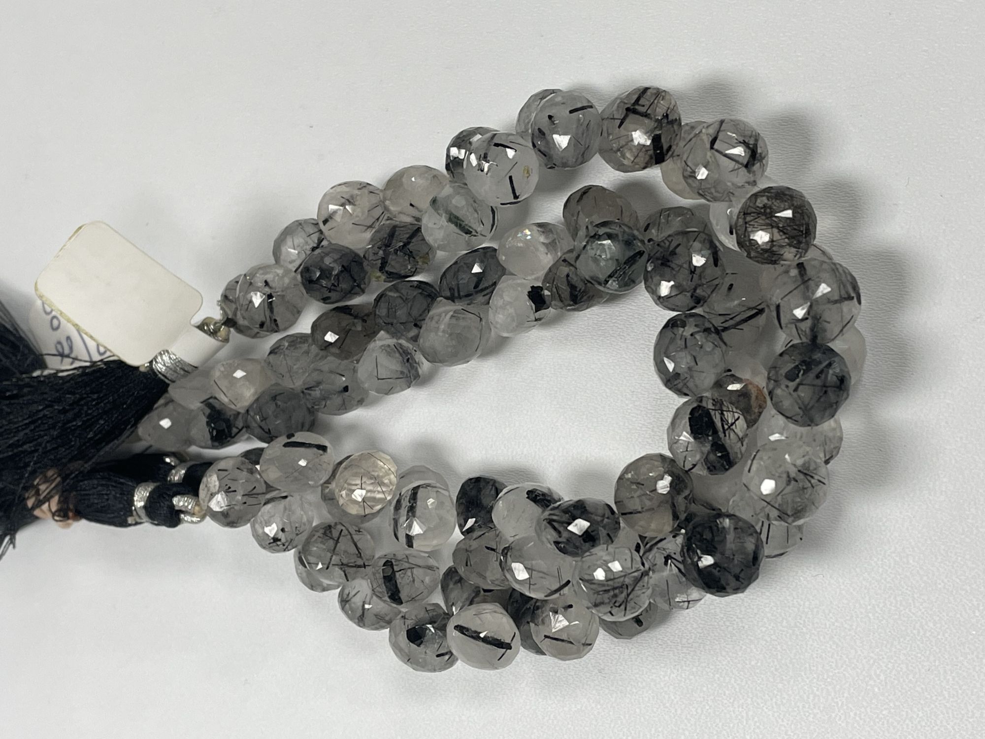Black Tourmalated Quartz Onion Faceted
