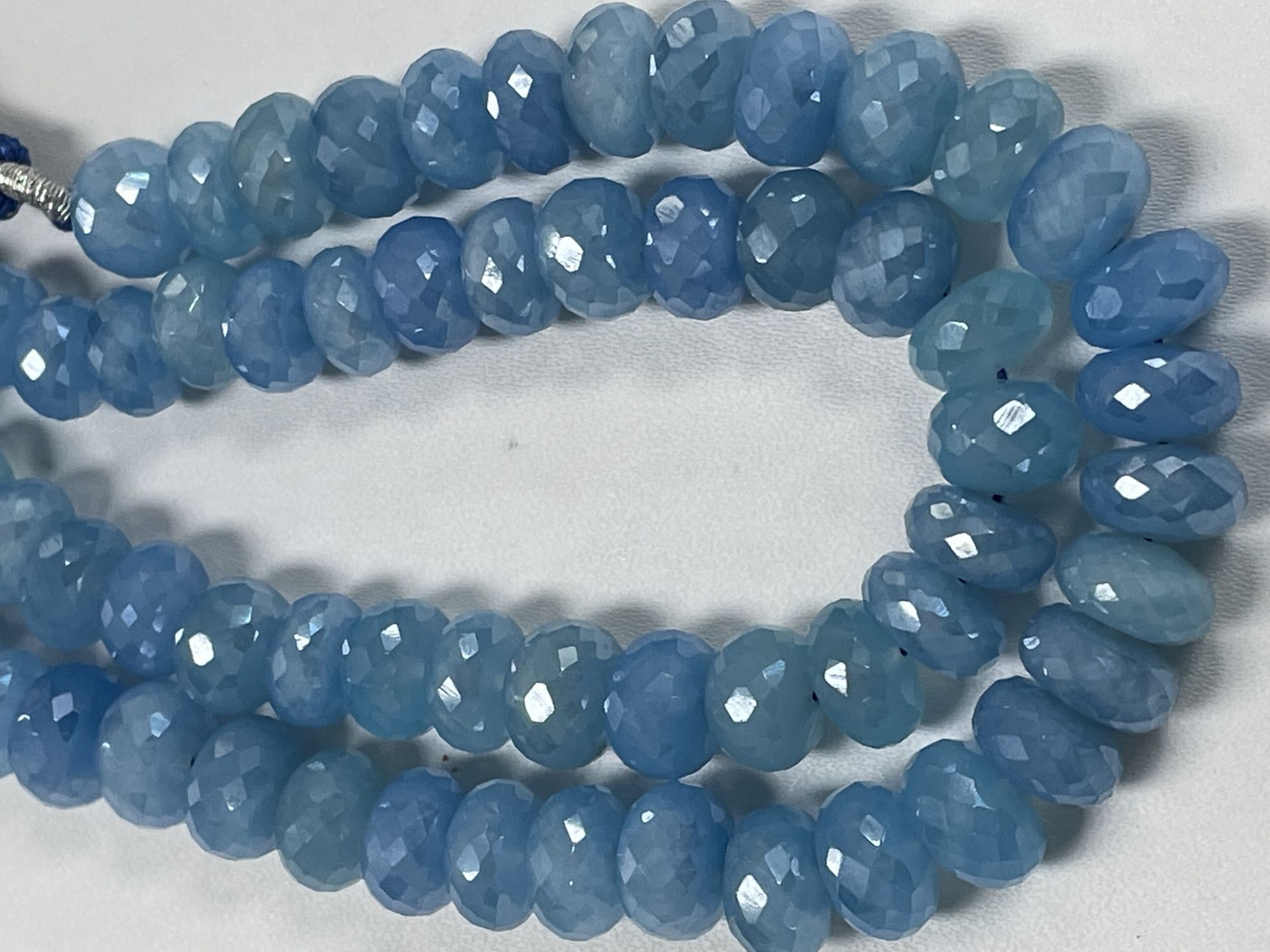 Coated Blue Chalcedony Rondelle Faceted