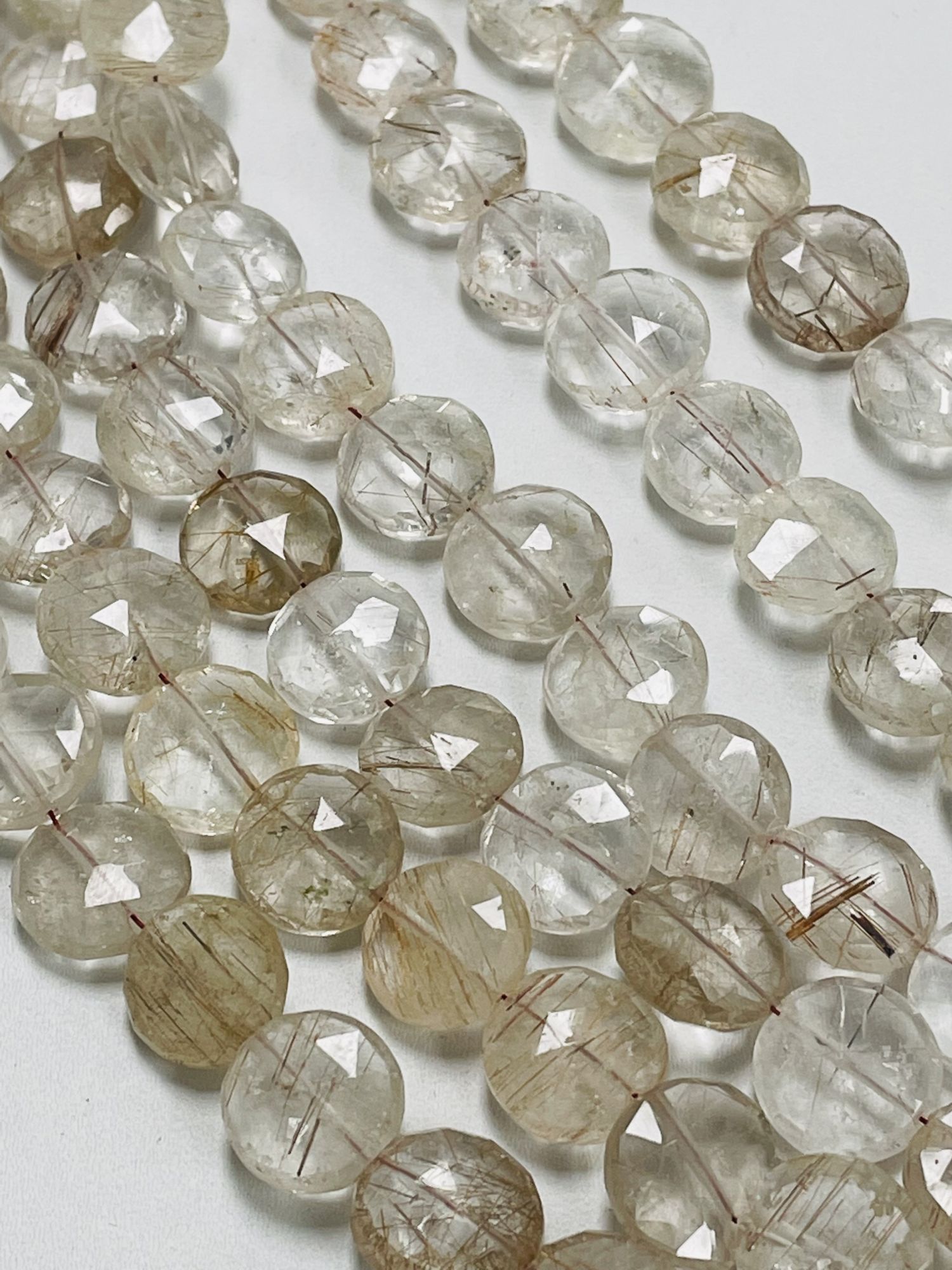 Copper Rutilated Quartz Coin Faceted