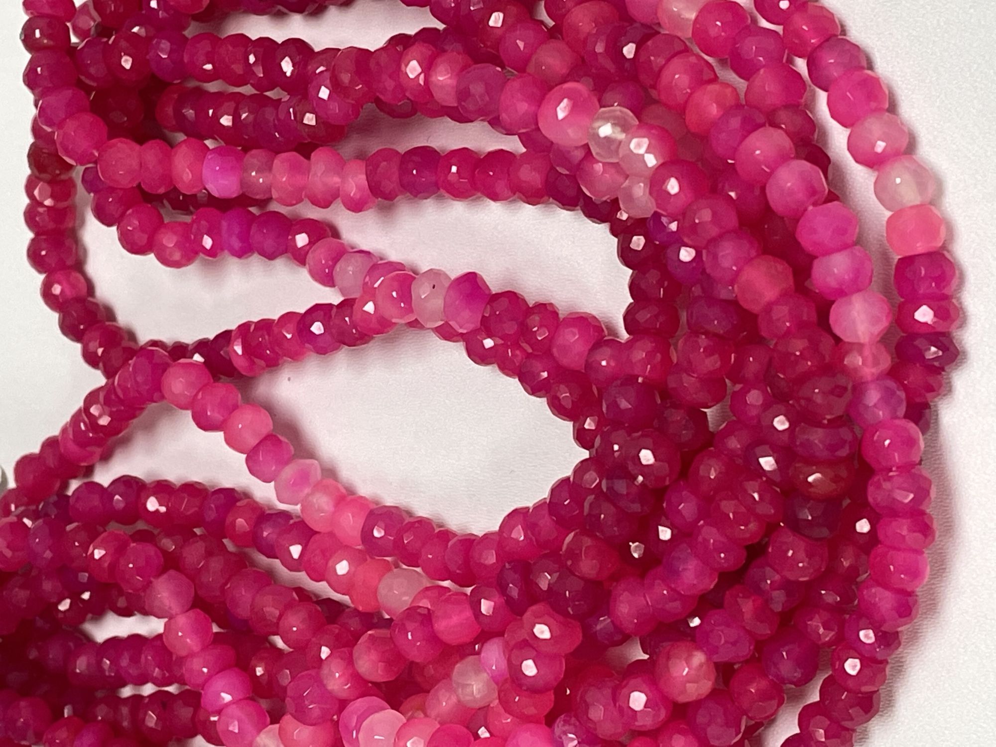 Shaded Pink Chalcedony Rondelle Faceted