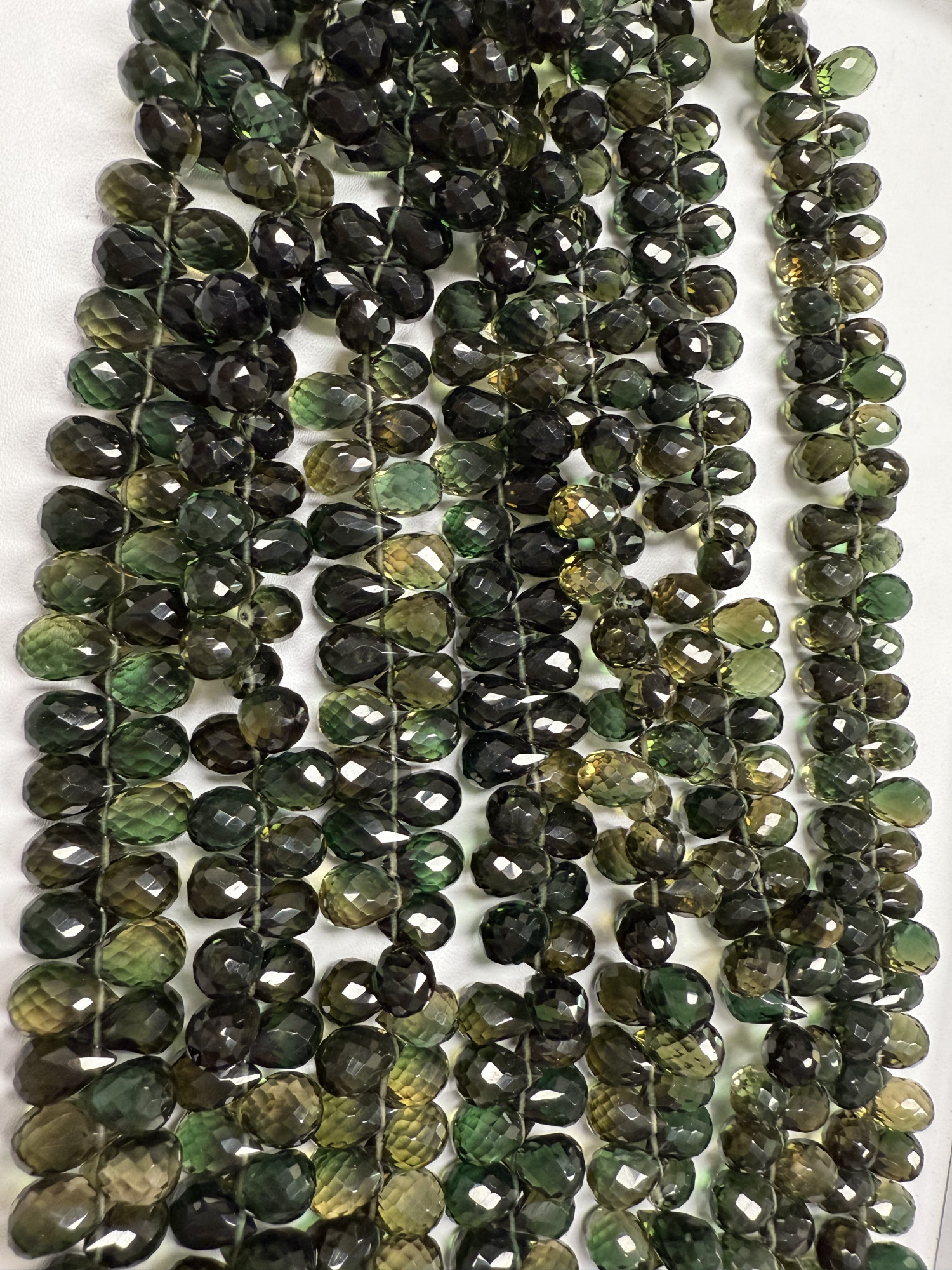 Olive Green Hydro quartz Drop Faceted