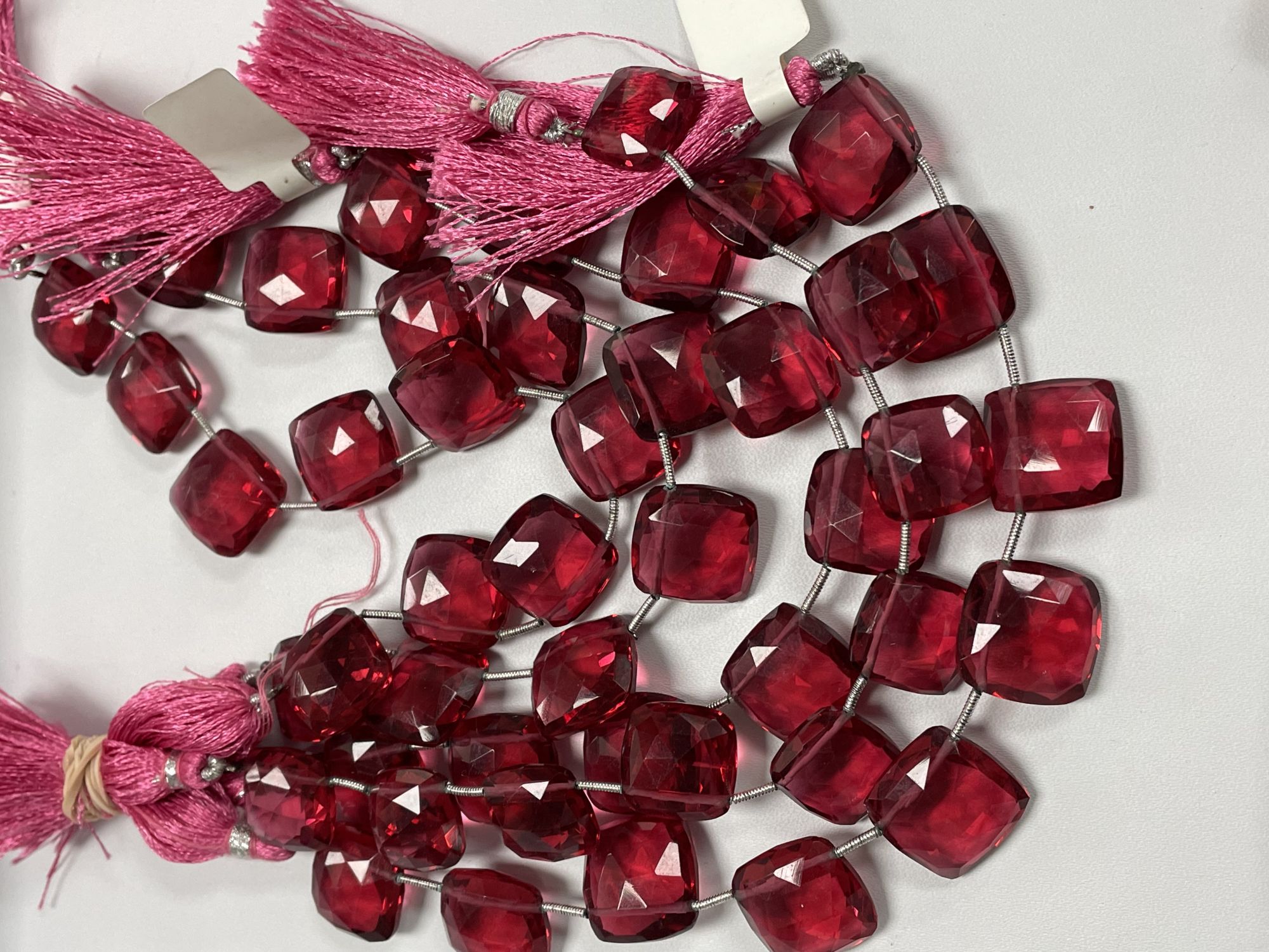 Rubilite Hydro Quartz Cushion Faceted