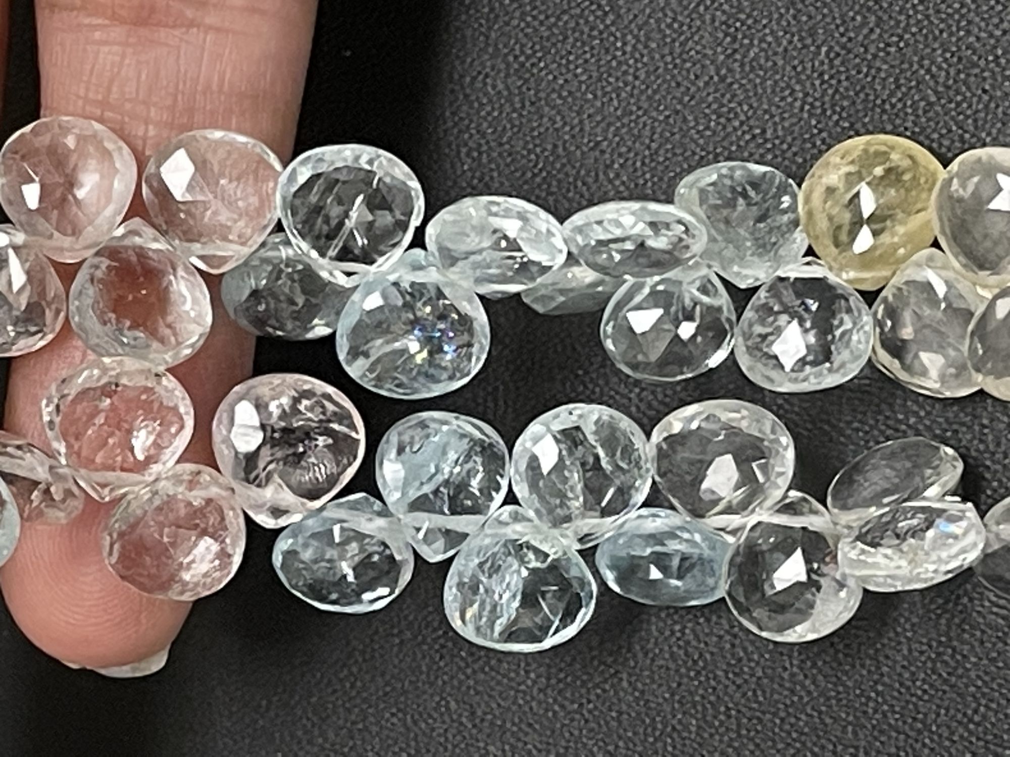 Multi Aquamarine Heart Faceted