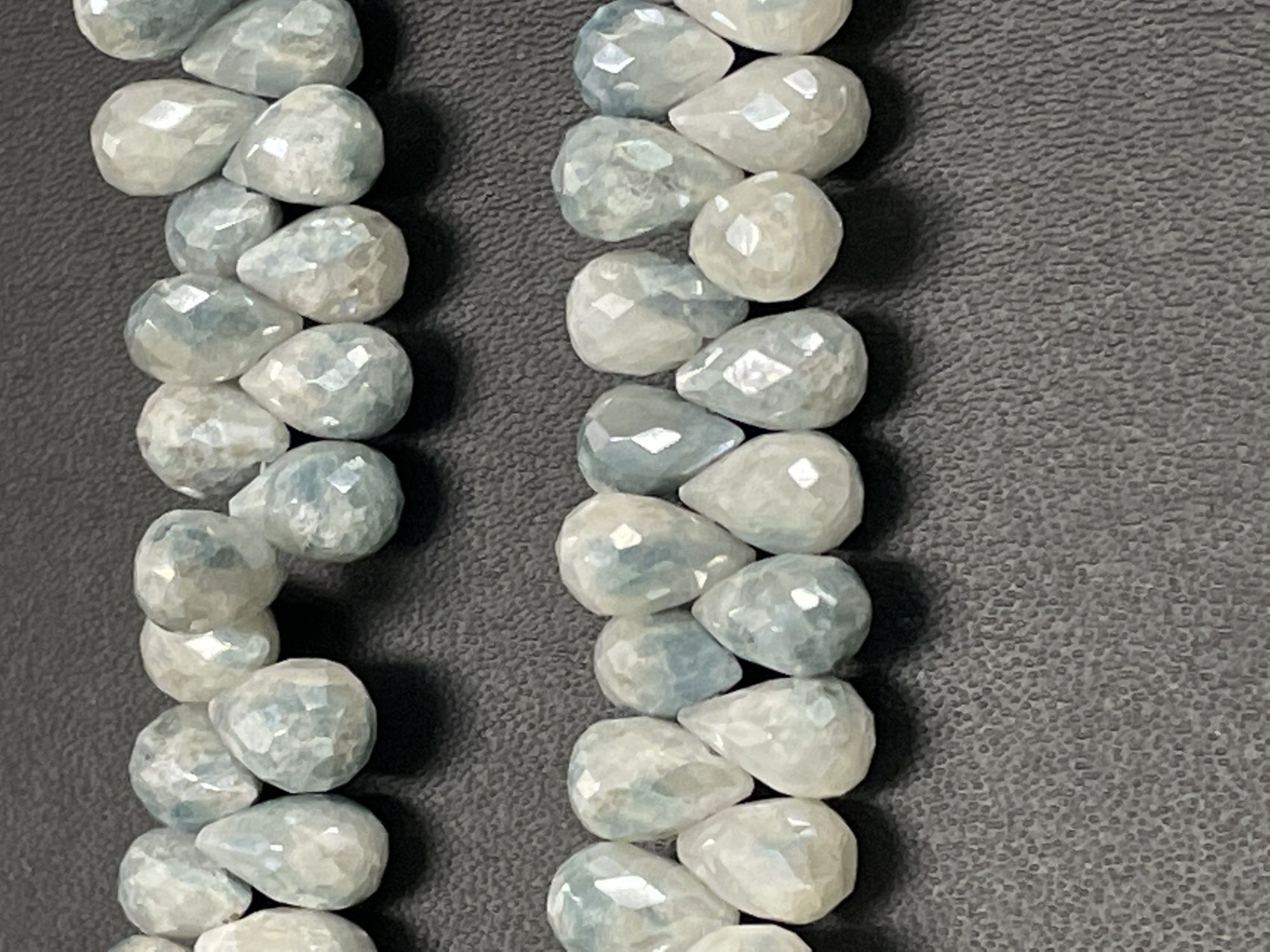 Blue White Silverite Drops Faceted