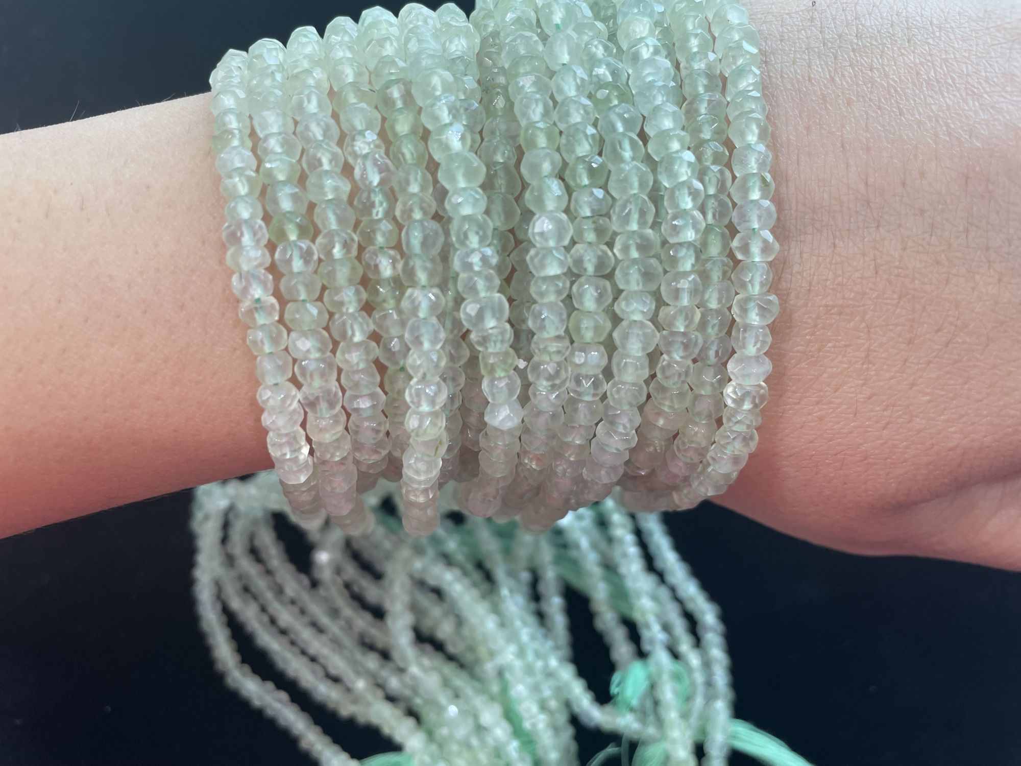 Prehnite Rondelle Faceted