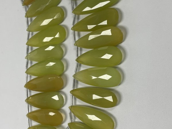 Green Chalcedony Long Pear Faceted