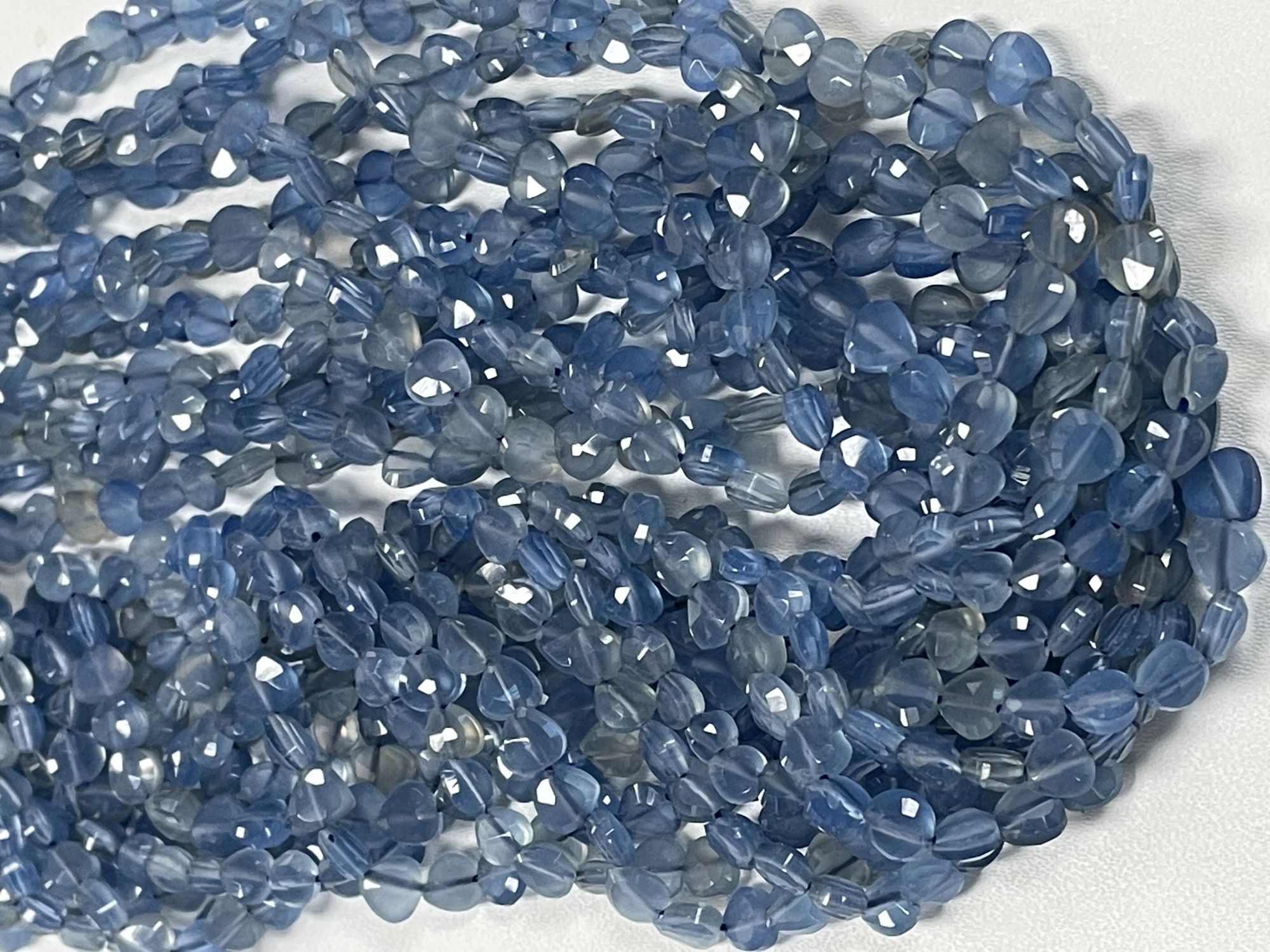 Blue Chalcedony Heart Straight Drill Faceted