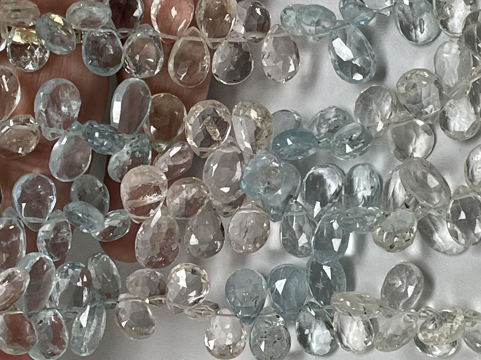 Multi Aquamarine Pear Faceted