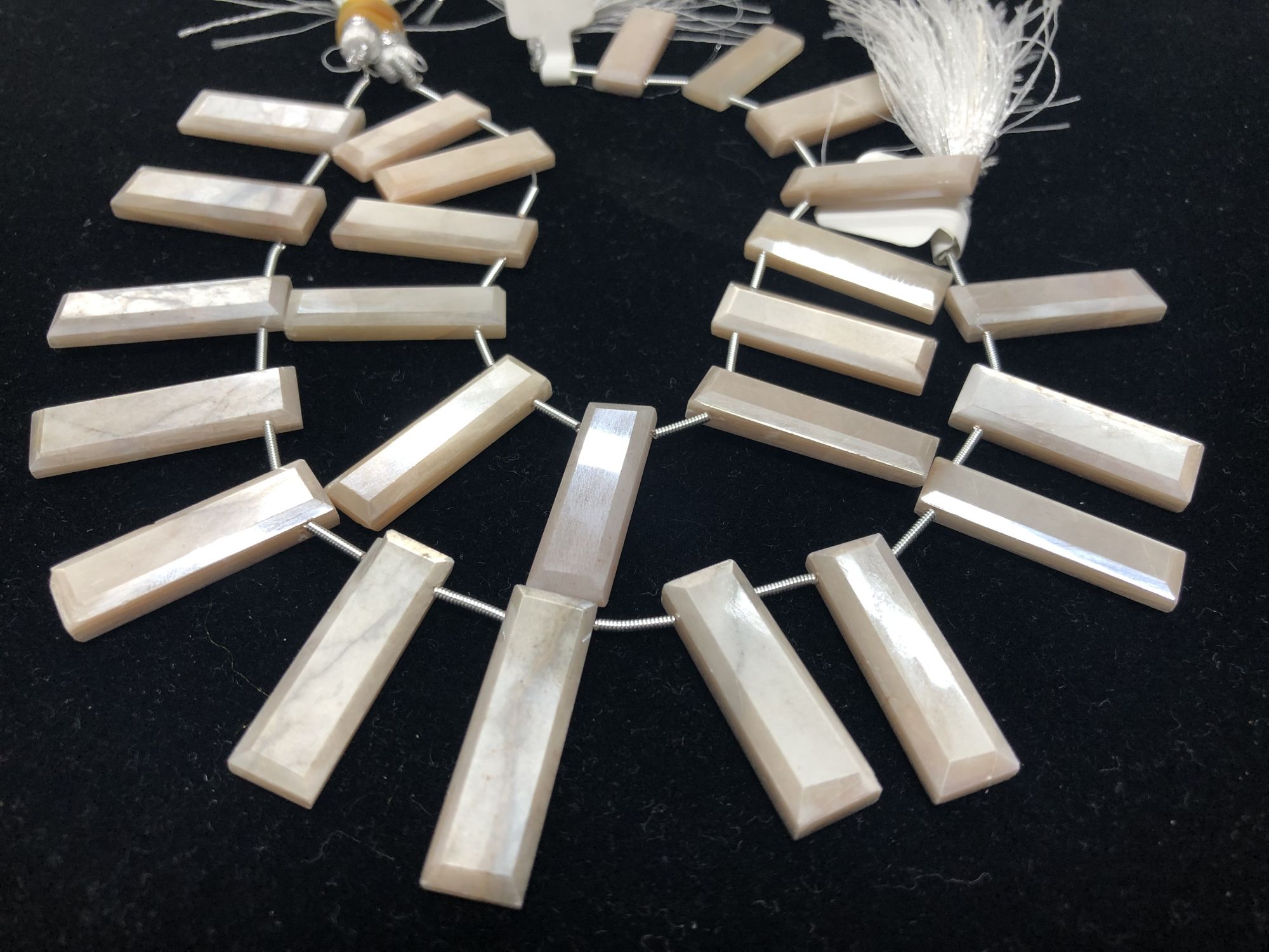 Cream Moonstone Rectangles Faceted